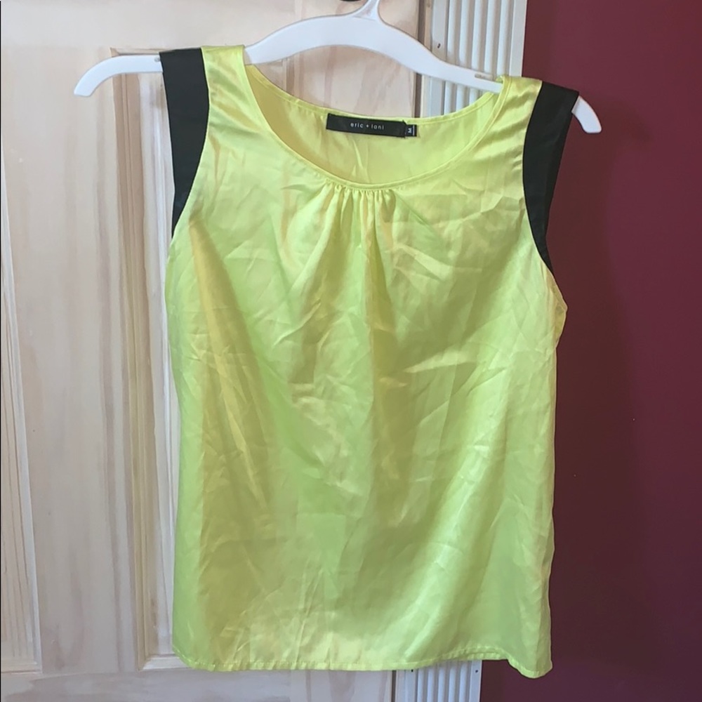 Bright yellow & black silkish top